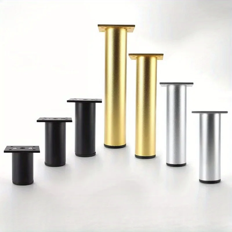 조절 가능한 알루미늄 가구 다리 4개 - 원형 금속 소파 및 캐비닛 다리, 미끄럼..