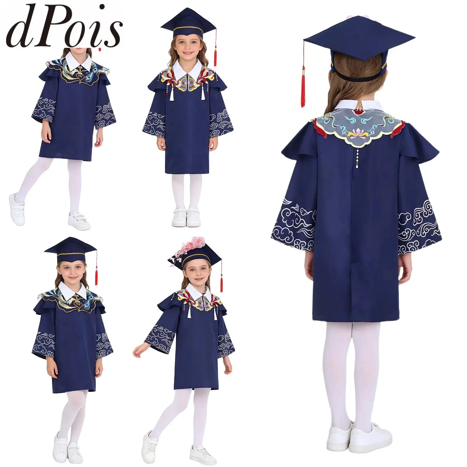Neo-Chinese Style Graduation Gown Students Bachelor Costumes for Role ...