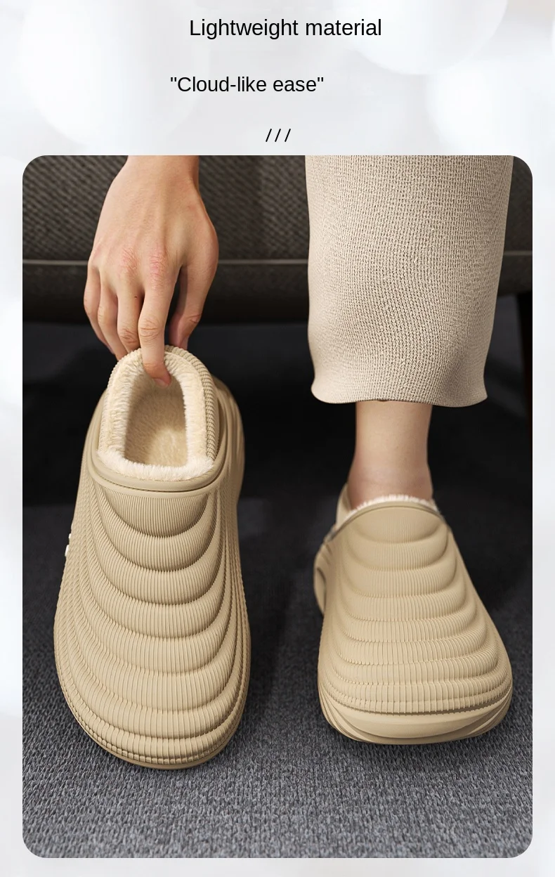 EVA-Winterpantoffeln für Damen und Herren, warm gefüttert, wasserdicht, rutschfest, bequem, für drinnen und draußen, leichte Baumwollclogs_voghion.com
