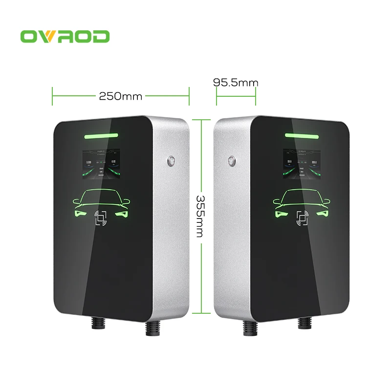 Ovrod 11KW 타입 2 EV 충전기 16A 동적 부하 분산 월박스 (4.3인치 LCD 디스플레이 포함) 신형 AC 출력 전류