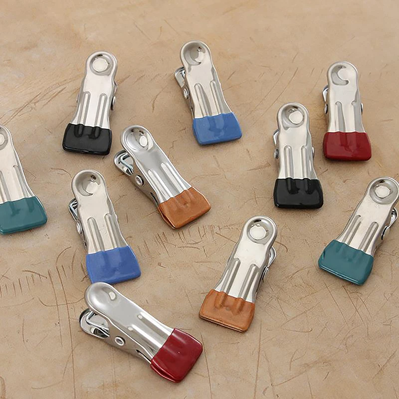 다기능 DIY 가죽 공예 금속 보조 봉합 클램프, 수공 가죽 도구 고정 클립, 심리스 가죽 클립, 5 개