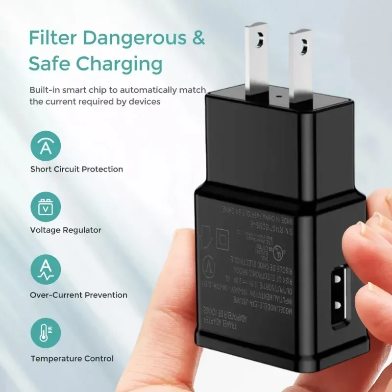 USB Wall Charger Block for Samsung Galaxy S10/S10e/S10Plus/A51/A52/A53/Note20/Note10/Note9/Note8/S21/S21/S22Ultra Phone Charger