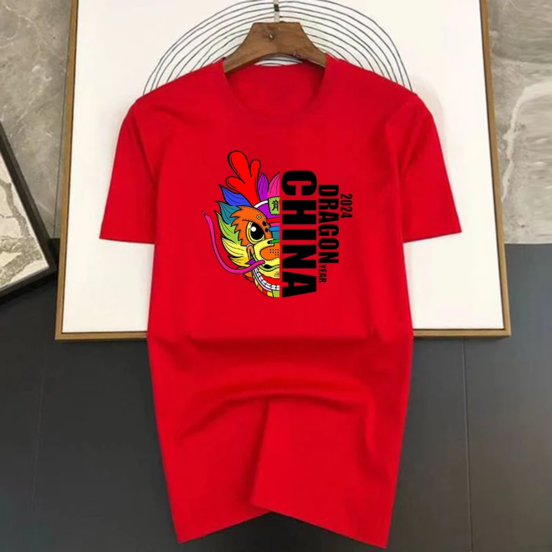 Men's Cotton T-shirt Dragon Print Oversized Breathable Top_voghion.com