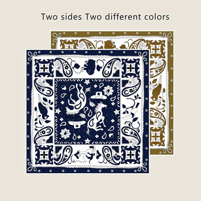 90*90cm Hijab Scarf Women Summer Fashion Designer Two-sided Twill Sunscreen Shawl Kerchief Square Silk Scarfs Neck Headscarf