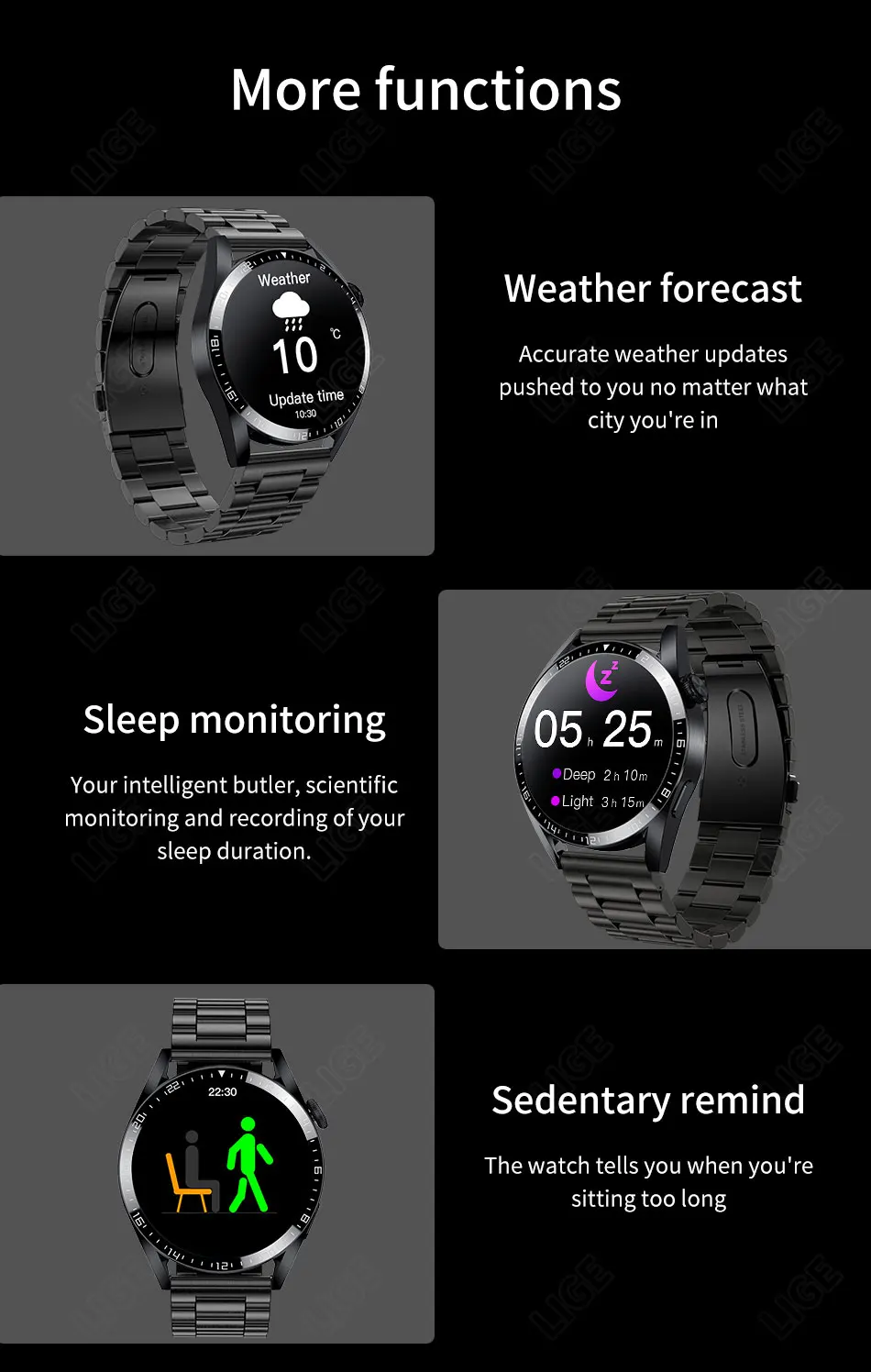 LIGE Bluetooth Calls Smart Watch Men Dialing Receive Phone Calls Sports Pedometer Calorie Consumption Smartwatch Man Bracelet