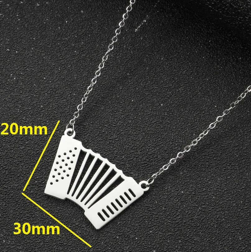 Shuang shuo trend ige Musik Anhänger Halskette für Frauen Männer Edelstahl Mikrofon Akkordeon Halskette Glück Schmuck Geschenk – Detail 3