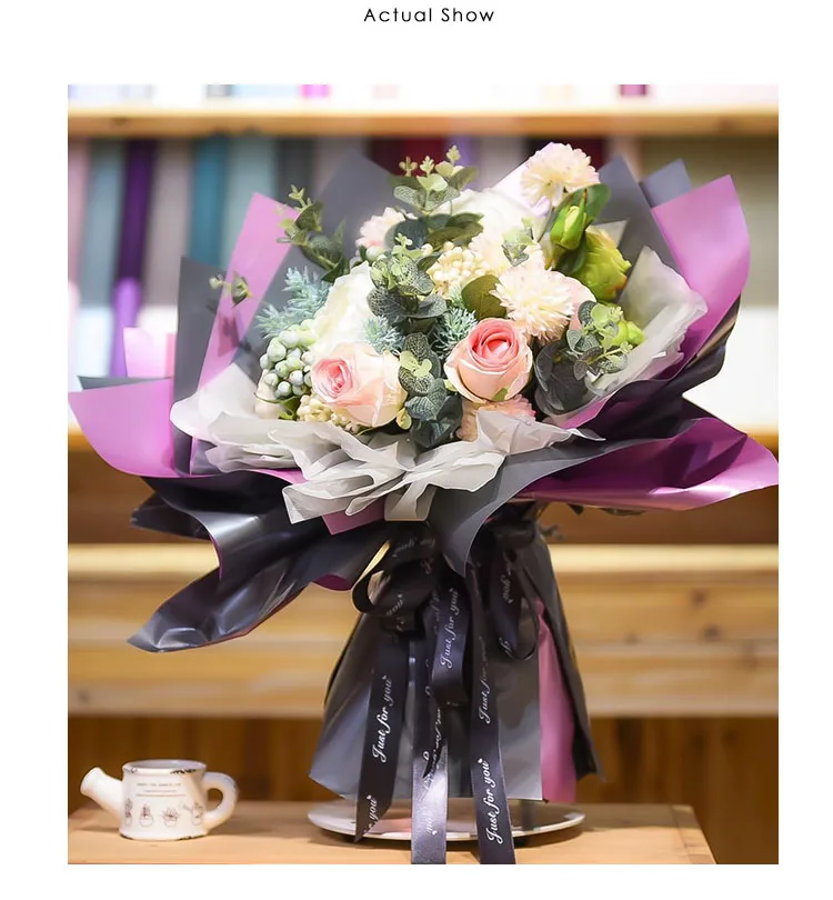 Carta Da Regalo Per Fiori - 100 Pezzi/4 Colori Rosa, Impermeabile Per Bouquet - Foto 4