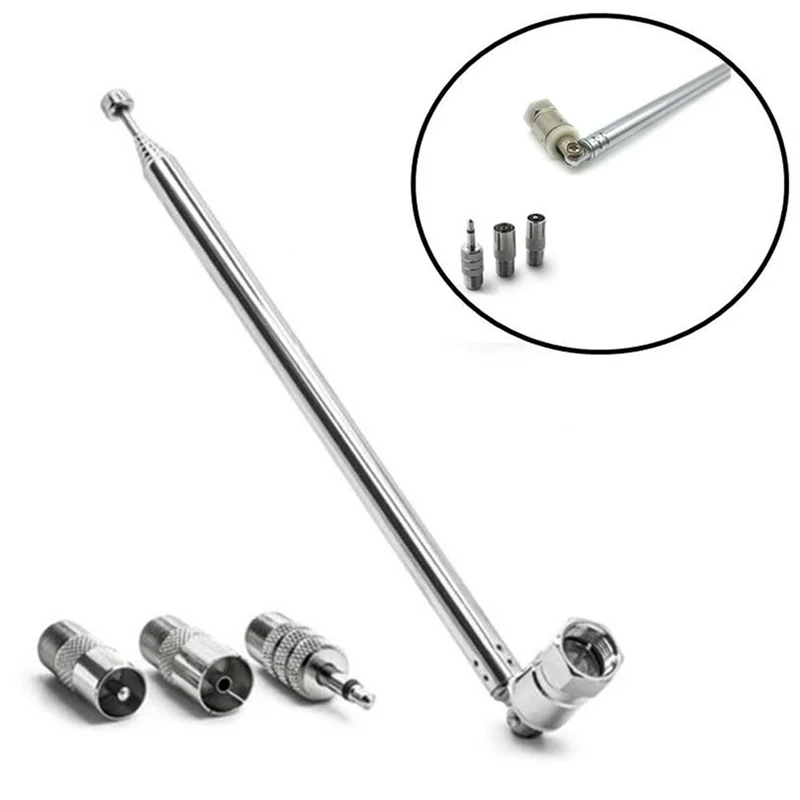 B27B 4X 로드 안테나 3.5Mm 어댑터 FM 라디오 안테나 교체 텔레스코픽 나사 F 유형 남성 플러그 커넥터 AV 스테레오 수신기