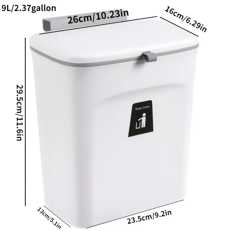 1PC Wall-Mounted Trash Bin with Slide Lid, No Drilling Required, Space-Saving Design, Ideal for Kitchen, Living Room, Bathroom 3