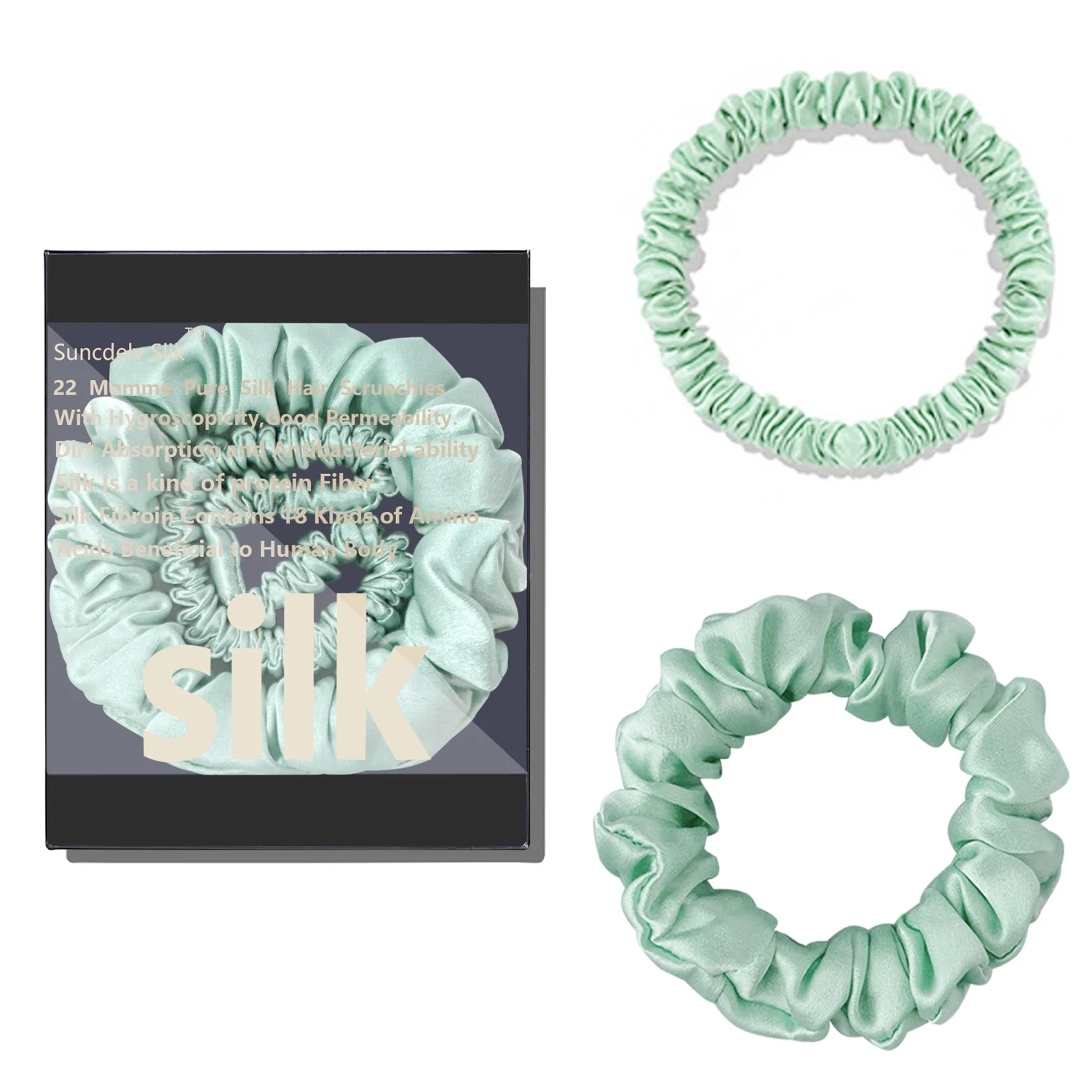 2PCS 100% Reine Maulbeerseide Haar Scrunchie Handgemachte Haarbänder Frauen Mädchen Haar Zubehör Natürliche einfarbig HairTies – Detail 10
