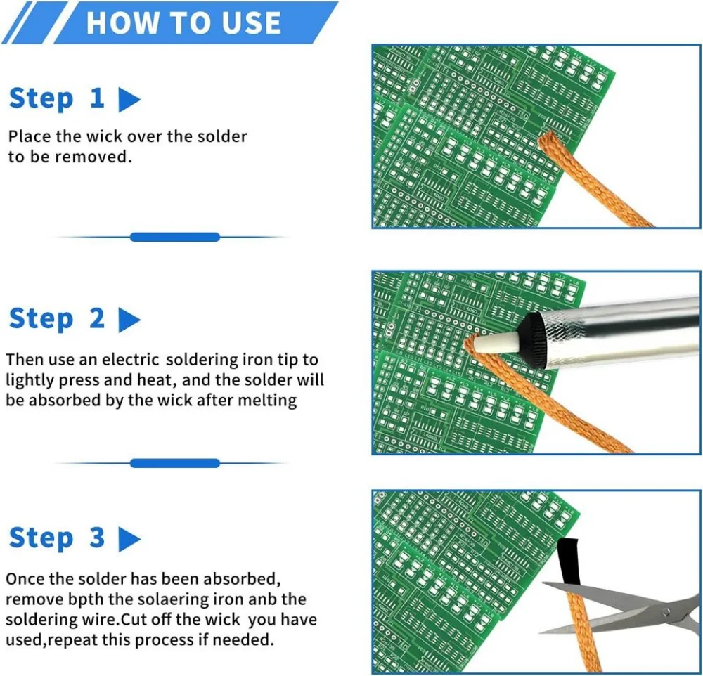 5 PCS Soldering Wire 1.0/1.5mm Braid Soldering Mesh Welding Parts Low Residue No-Clean Solder Tin Remover Tool