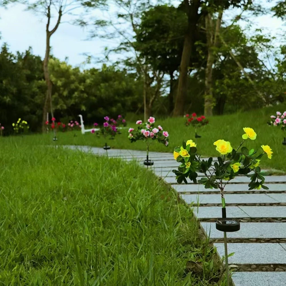 LED 진달래 태양광 램프, 잔디밭, 마당, 정원, 결혼식, 생일, 축제용 방수 접지 플러그 꽃 모양 조명
