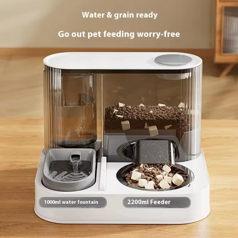 Automatic Dog Cat Feeder and Water Dispenser Gravity Food Feeder and Waterer Set with Pet Food Bowl Universal Pet Products Automatic Dog Cat Feeder and Water Dispenser Gravity Food Feeder and Waterer Set with Pet Food Bowl Universal Pet Products