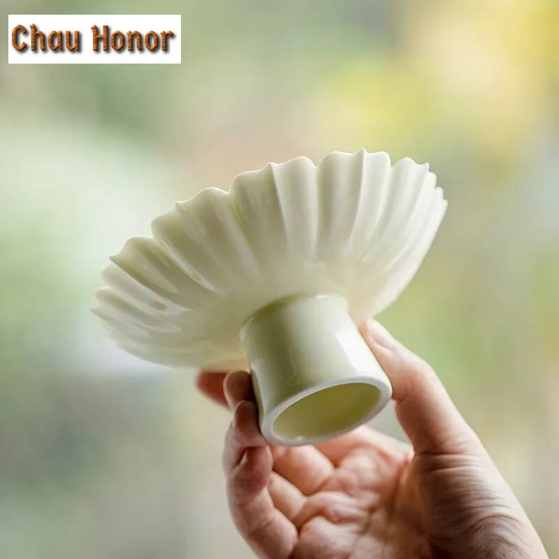 Creative Lotus Petal Ceramic Tea Plate Household High Foot Fruit Plate Snack Fruit Tray Dried Fruit Snack Plate Home Decoration