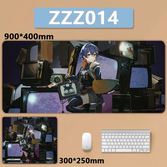 CSYJYMCFX Zenless Zone Zero Anime Elle Hoshimi Miyabi Nicole Vivian Mouse Pad | Giant Washable Mouse Pad XL (35.4" × 15.7" × 0.12") | Non-Slip Grip + Reinforced Edges (12