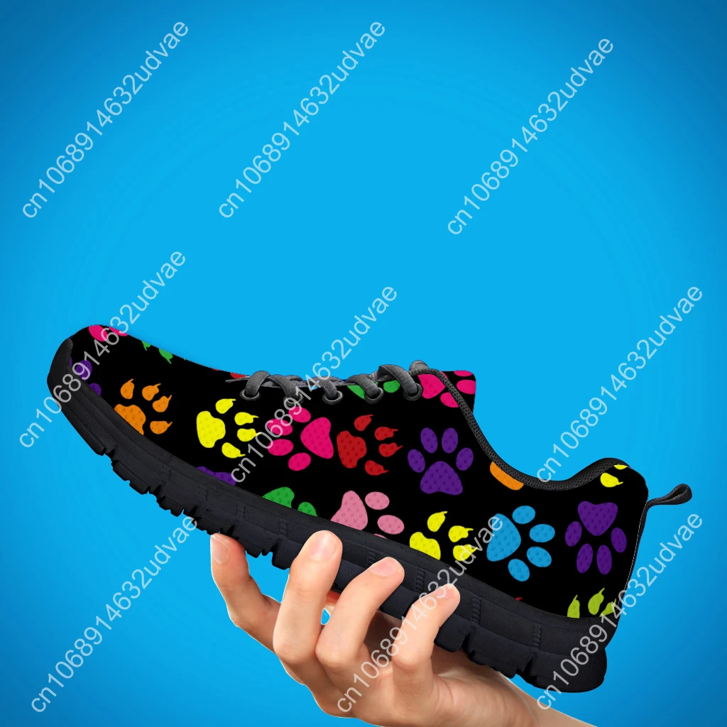 Rainbow Color Cartoon Dog Paw Print Lightweight Outdoor Shoes Comfortable Summer Breathable Shoes Basketball Shoes