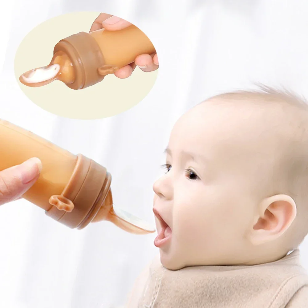 Baby Feeding Bottle + Teether Baby Silicone Rice Paste Cereal Feeding Squeeze Bottle Spoon Feeder for Newborn Child Utensils silicone feeding spoon,silicone cutlery set,baby cutlery,silicone baby bottle