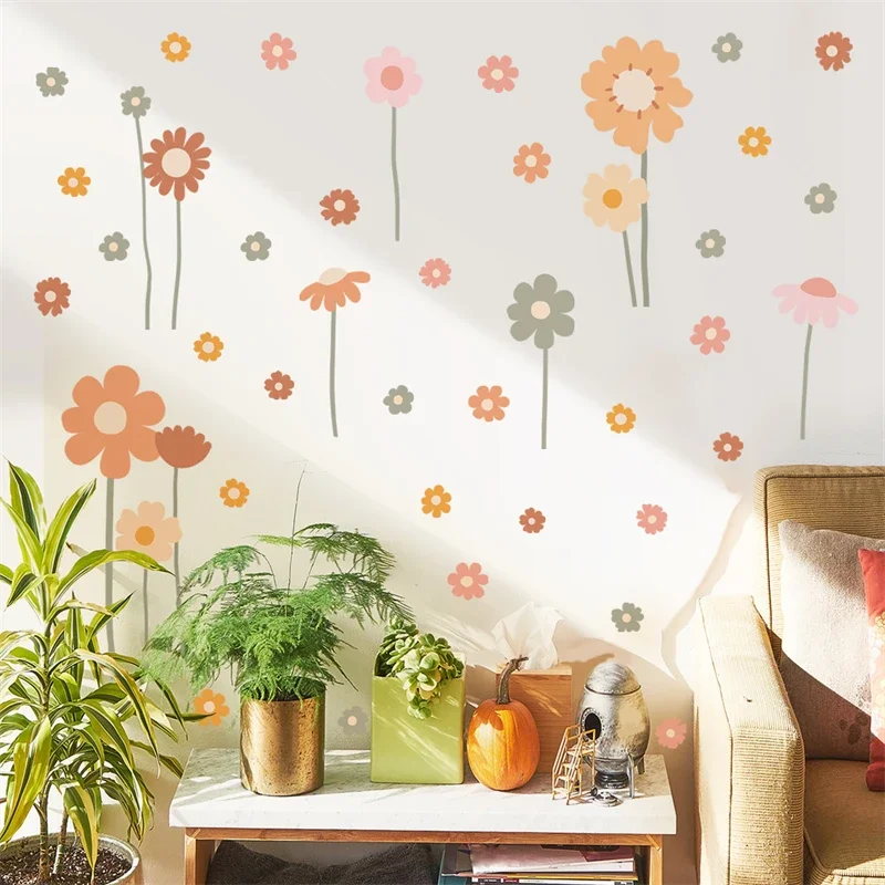 Wall Stickers Boho Floral Wall Stickers for Kids Rooms Children's Nursery Vinyl Sweet Flowers Wall Decals Baby Girls Room Bedroom Home Decor