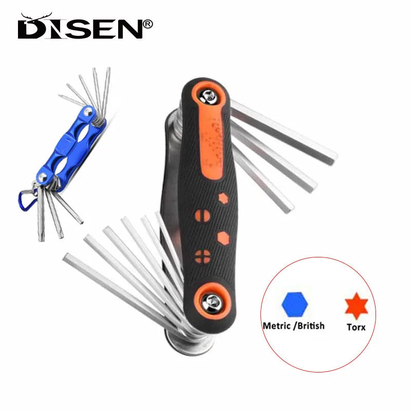 

8-9Pcs/Set Folding Hex Wrench Metal Metric Allen Wrench Set Hexagonal Vanadium Steel Spanner Portable Set Folding Screwdriver
