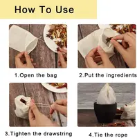 Sac à soupe en coton réutilisable avec cordon de serrage, 5 pièces, 20x25CM, sac à fromage, sac à épices pour la cuisine, sacs en mousseline, sac de brassage pour bouillon d'os 4