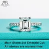 AnuJewel 3ct Emerald Cut D Color Moissanite Engagement Rings For Women 925 Sterling Silver Luxury Wedding Ring Jewelry Wholesale 1