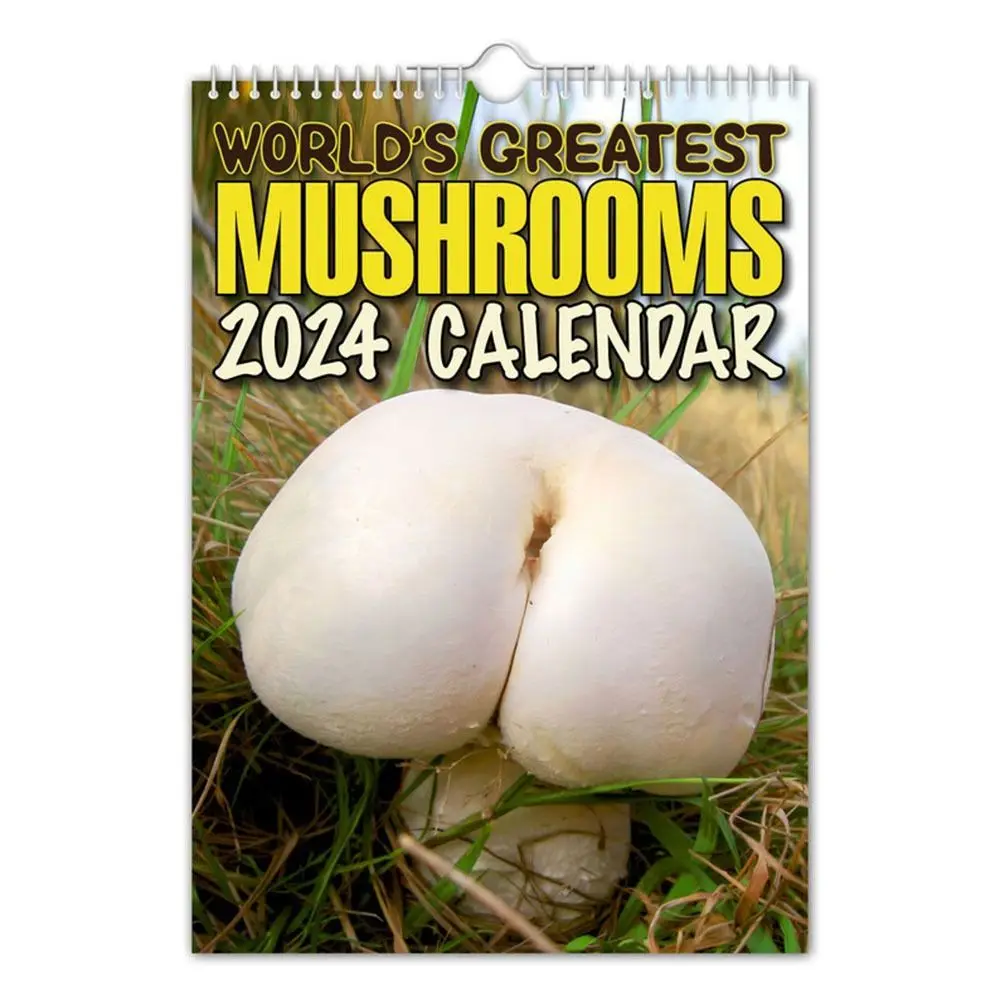 

Paper 2024 World's Greatest Mushrooms Calendar New Year's Gifts Time Planning Wall Calendar Gift Wall Decor Hanging Calendar