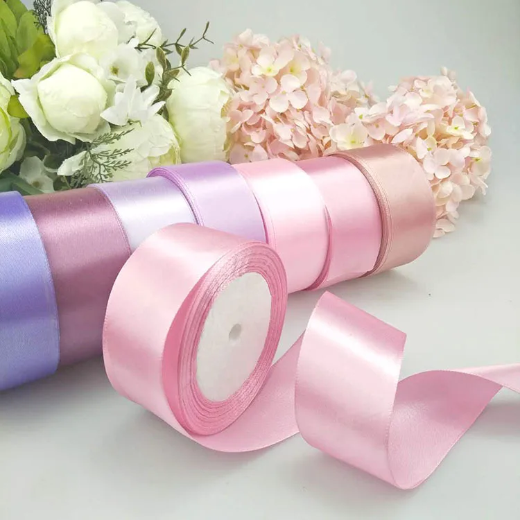 Wedding Birthday Party Decorative Satin Ribbons White Black Blue Pink Purple Green Red Orange Yellow Silk Satin Ribbons 22Meters satin ribbons
