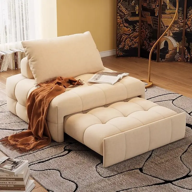 

Japanese cream style puff sofa bed, dual-purpose small living room, retractable multi-functional single person
