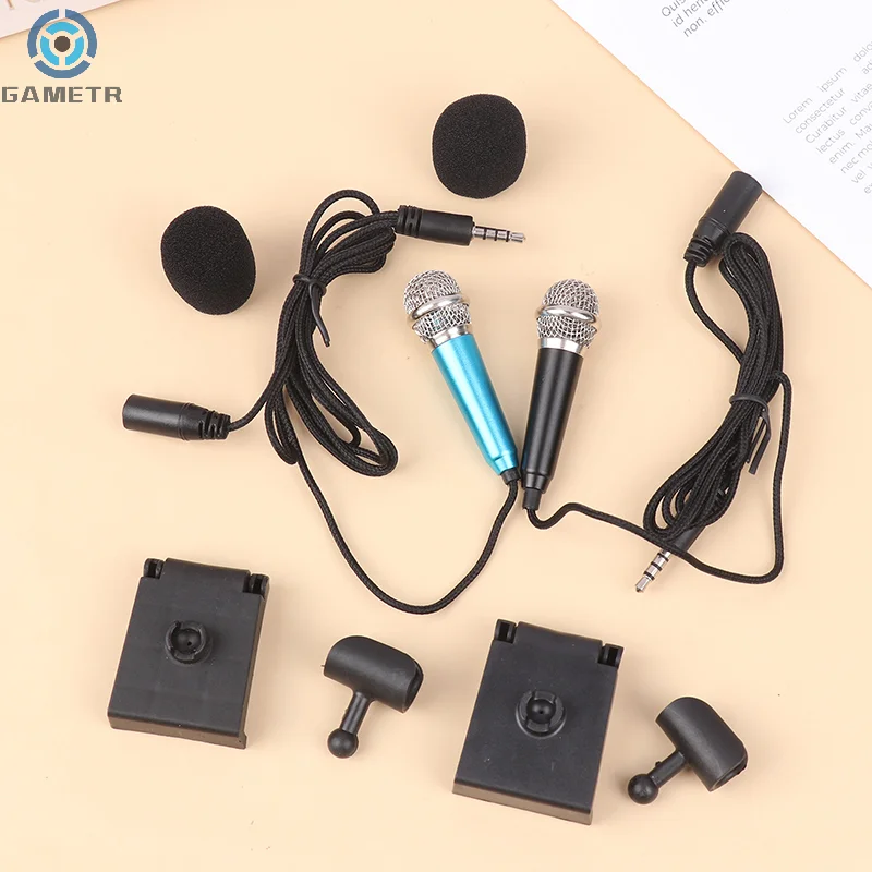 1Pc 3.5mm Mini Microphone With Stand Stereo Studio Mic For Smart Phone Laptop Desktop Handheld Microphone Portable Mini Mic