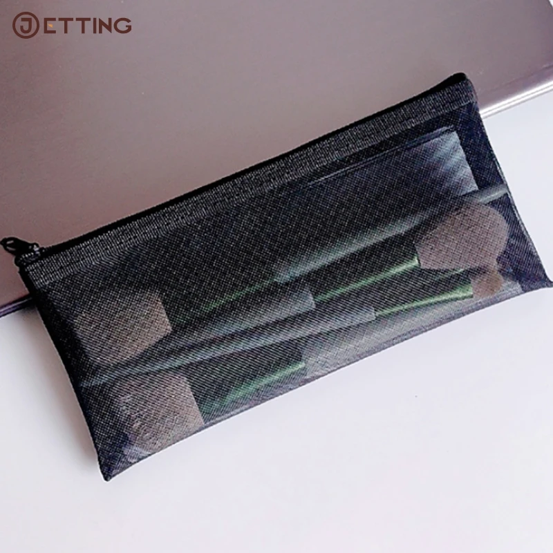 1PC Makeup Pouch Lipstick Makeup Brush Storage Bags Student Transparent Mesh Pencil Case Ins Travel Cosmetic Organizer For Women 4