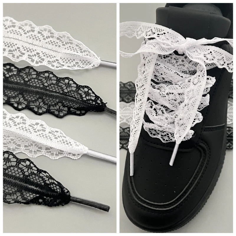 Lace Shoelaces Shoes Width Flat Shoelace for Sneakers Black White Shoe Laces...