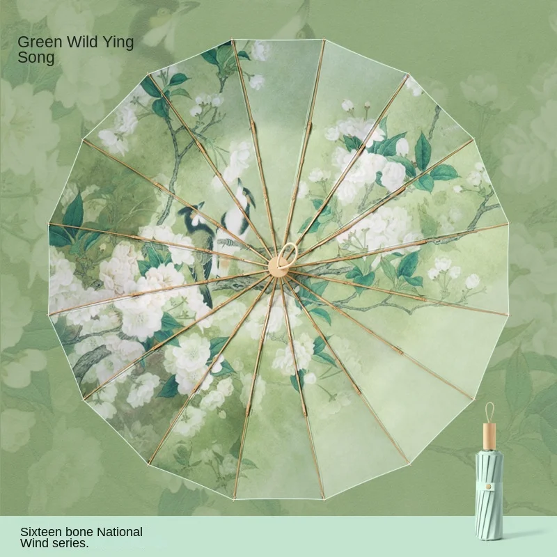 16 Bone Three Fold Hand Open Color Glue Creative Fashion Sun Protection Umbrella Sun Protection Umbrella for Women