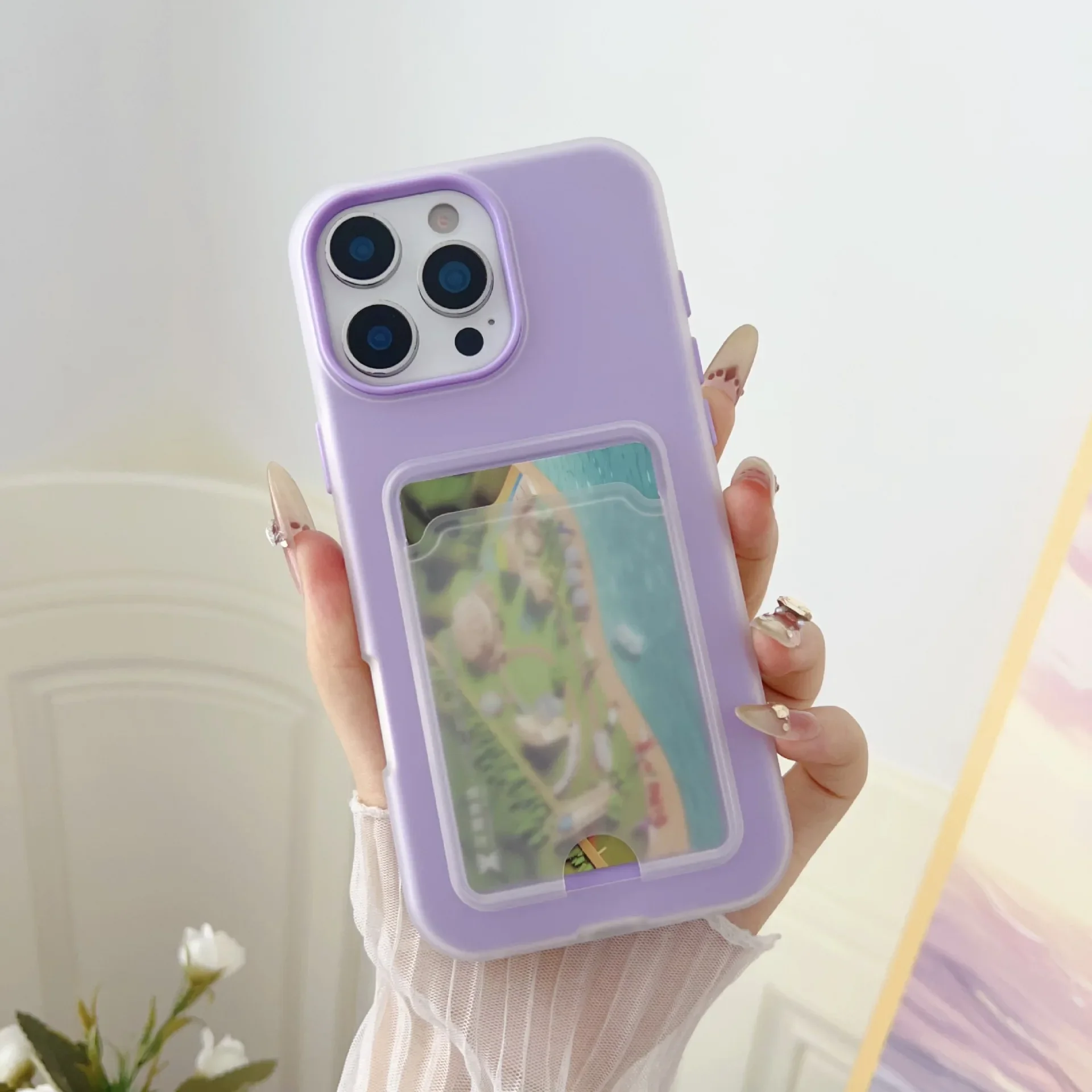 Vibrant Candy Color Wallet Phone Case with Card Holder and Shockproof Protection