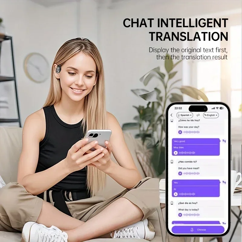 150 languages ai earbuds with 95 translation coverage noise canceling calls for music meetings travel usb type c charging wireless compatible free lanyard ideal for work gym wireless earbuds details 9