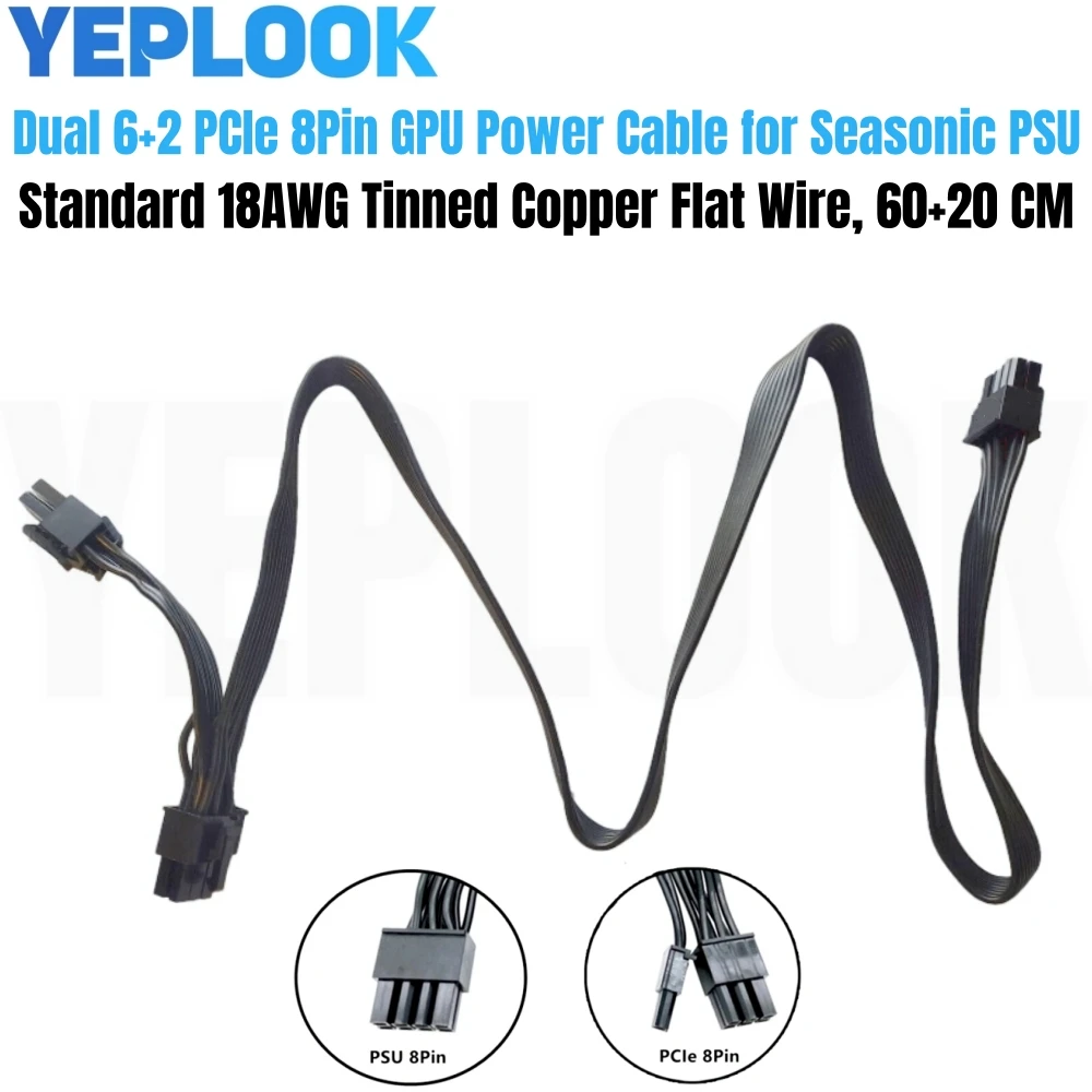 6 2) Safe Cavo Alimentazione GPU – Da 8 Pin PCIe A Doppio 8 Pin (6 2) Per Schede Video Recenti, Lunghezza 20 Cm, Colore Nero Connettore GPU Universale - Foto 7