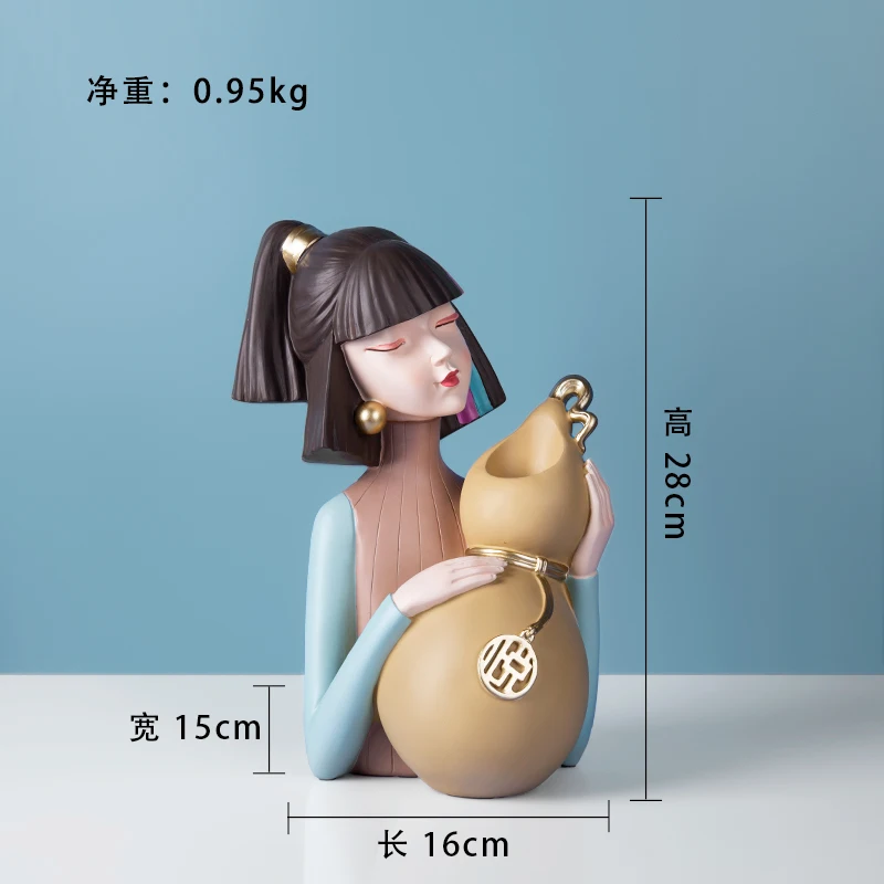 קישוט דקורטיבי מינימליסטי מודרני של צנצנת ילדה פרחים לבית, קישוט שולחן קאוואי, אביזרי בית לסלון