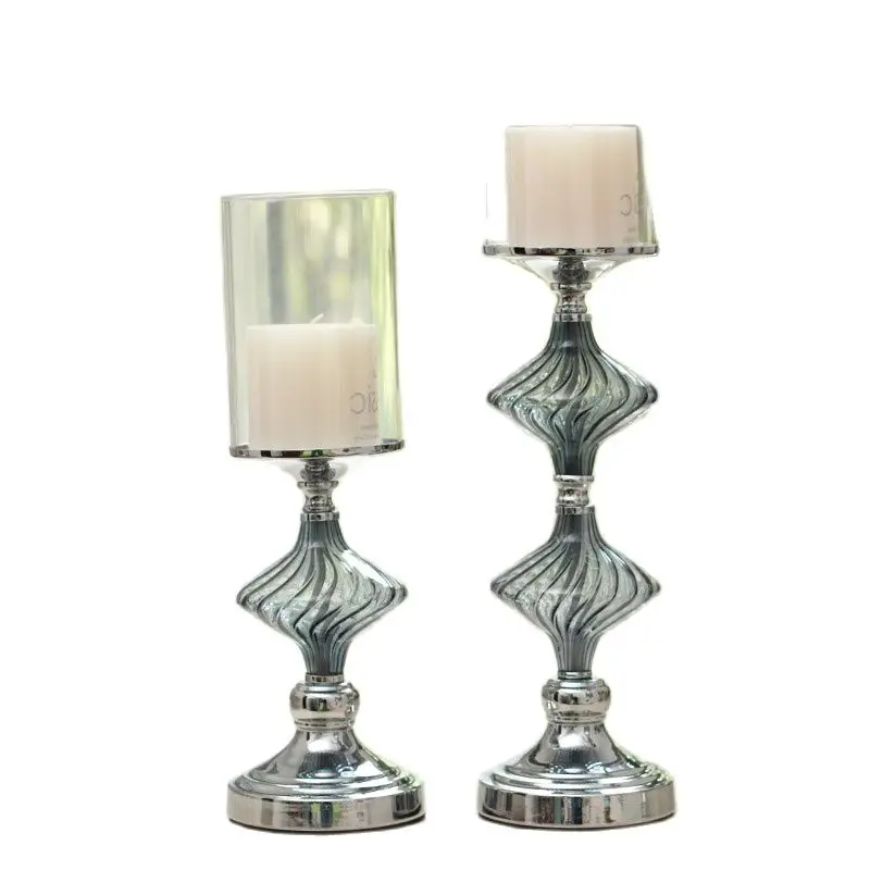 Nordic Glass Candle Stand And Set Home Decor Retro Romantic Creative Candlestick Wedding Porch