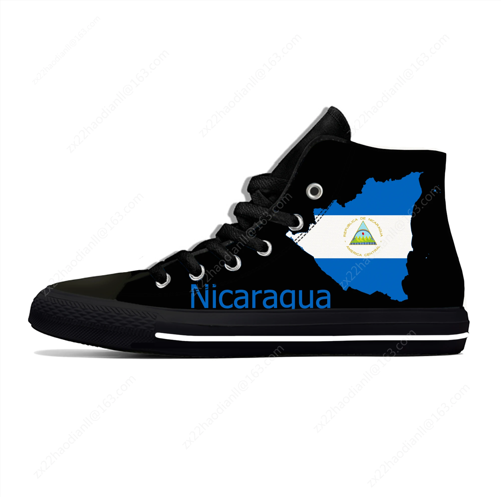 Nicaragua High Top Sneakers Mens Womens Teenager Casual Shoes Canvas Running Shoes 3D Print Cosplay Breathable Lightweight shoe