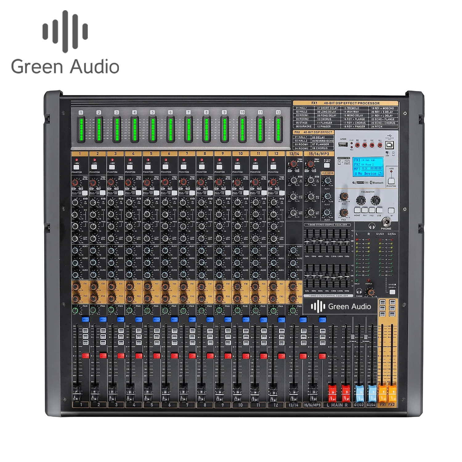 

GAX-TFB16 New TFB series mixer 12-channel stage DJ mixer with sound card four group output AUX audio mixer