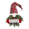 Christmas Wreath Gnome Hat Wreath with Light Glowing Garland for Front Door Hanging Ornament Window Restaurant Home Decor 4