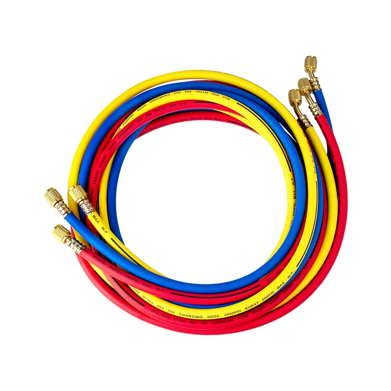 차량용 냉매 충전 호스, HVAC R12 R22 R134A R502 404A, 자동차 A/C 냉동 시스템 A/C 부품, 118 인치 (3 미터), 1/4 인치
