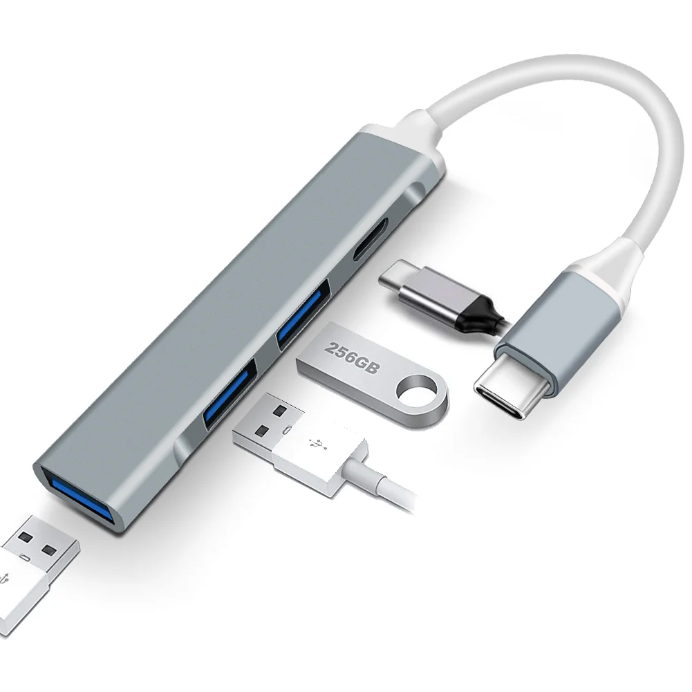 HUB USB tipo C 3,0 3,1, adaptador divisor múltiple de 4 puertos OTG para Xiaomi, Lenovo, Macbook Pro, 13, 15, Air Pro, ordenador PC