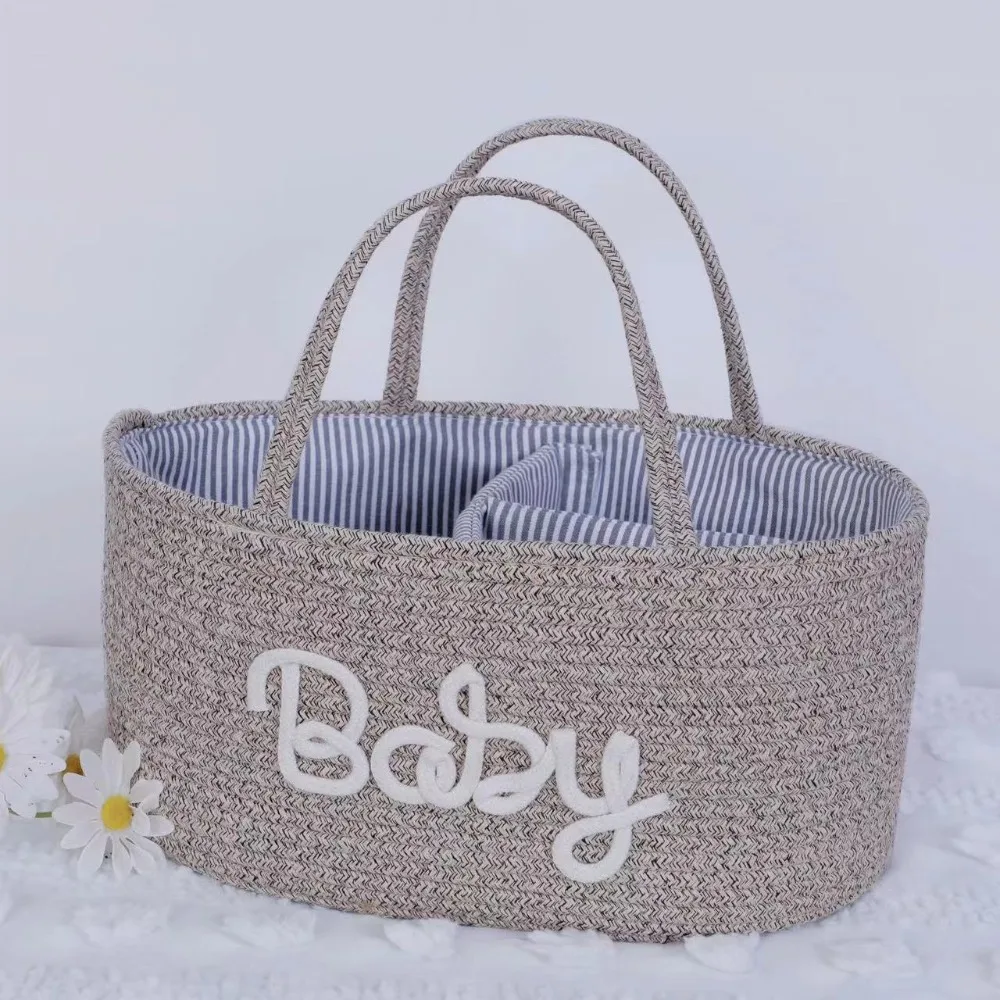 Large Capacity Baby Nappy Organiser Cotton Rope Portable Diaper Storage Bag Foldable Versatile Cosmetics Storage for Newborn