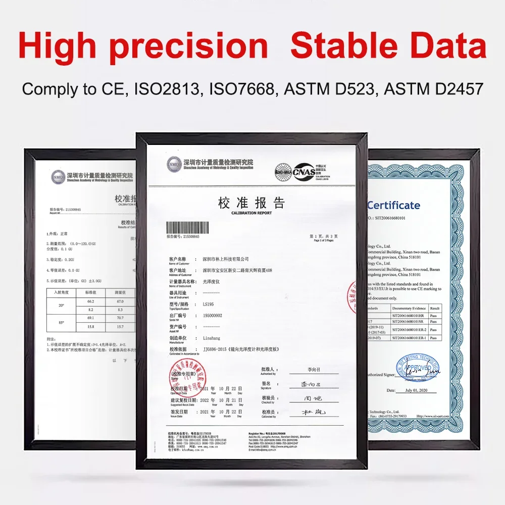 Gloss Meter Glossmeter Car Glossmetre Glosmeter LS195 Angle 60&deg; Easy Operation Software QC Mode High Precision CNAS Rechargeable