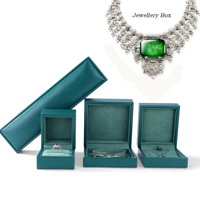 

High Quality Green PU Leather Bracelet Bangle Ring Necklace Gift Box Organizer Showcase Jewelry Storage Case for Women Girls