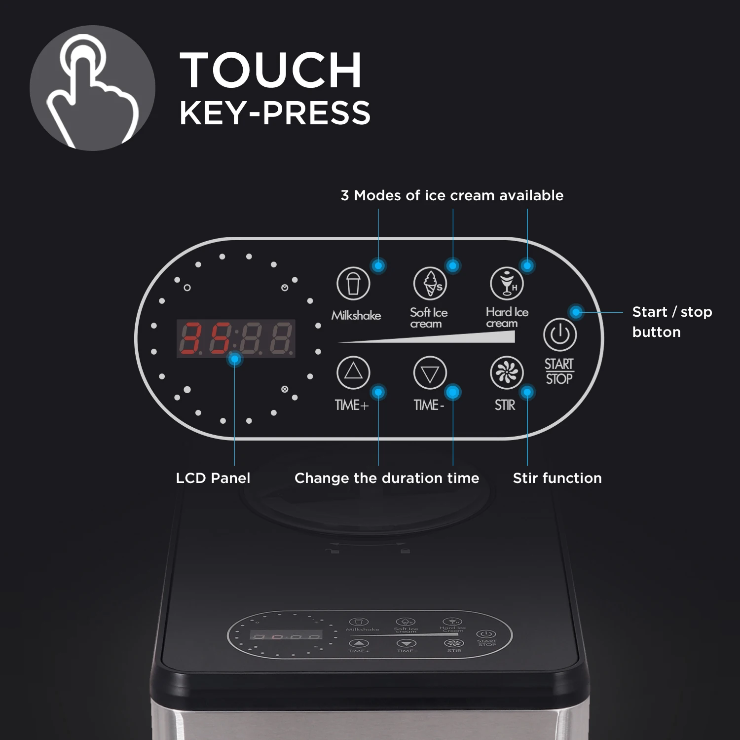 Description Picture 6 of itemHicon small ice cream machine direct manufacturer custom home healthy ice cream maker with compressor