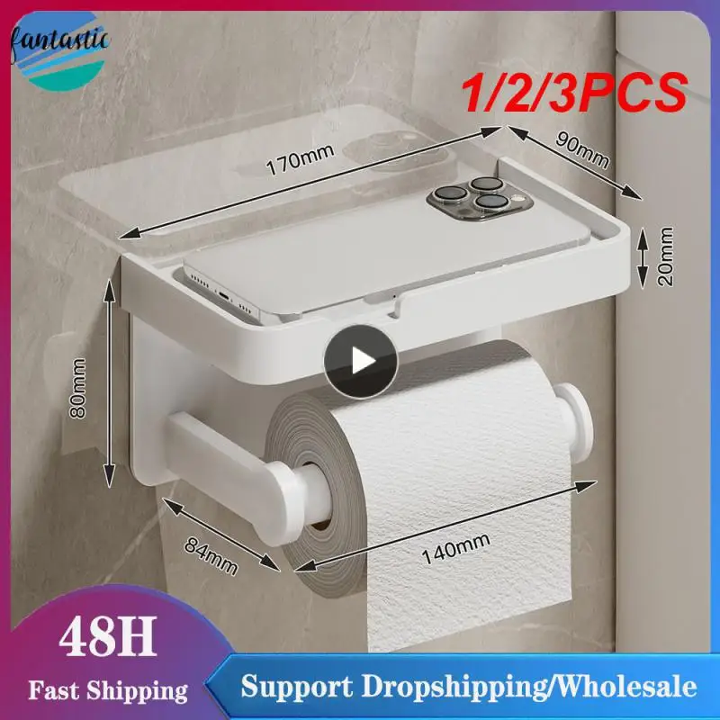 

1/2/3PCS Nail Free Mount Toilet Paper Holder Bathroom Tissue Accessories Rack Phone Shelf Punch Free Roll Paper Holder Bathroom