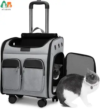 Wheeled Backpack Breathable Collapsible Pet Carrier