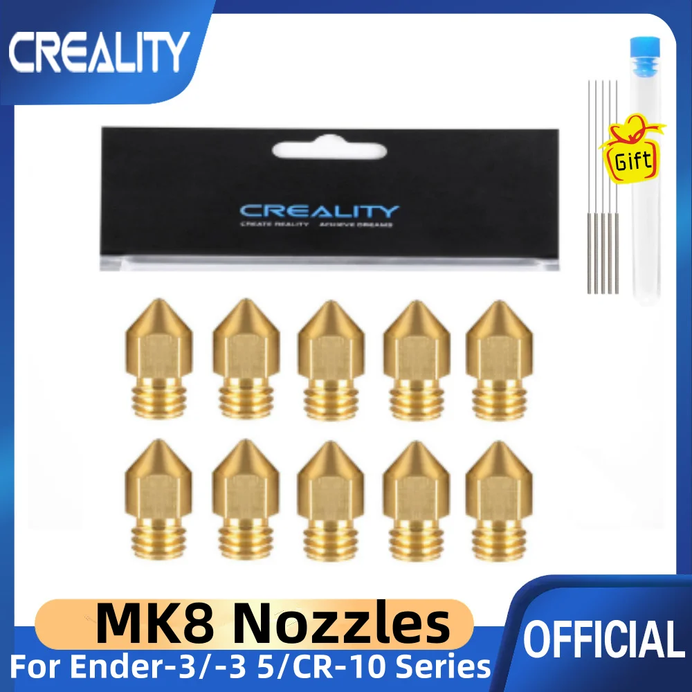 Creality 10 Stück 3D-Drucker MK8 Messingdüsen 0,2/0,3/0,4/0,6/0,8/1,0 mm Ender 3 Extruder Edelstahldüsen für 3D-Drucker