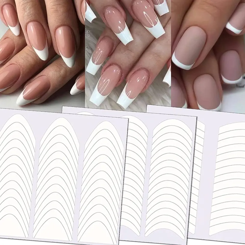 240pcs Nails Sticker Stencil Tips Guide French Manicure Nail Art Decals  Form Fringe DIY Sencil 3D Styling Beauty Tools - AliExpress